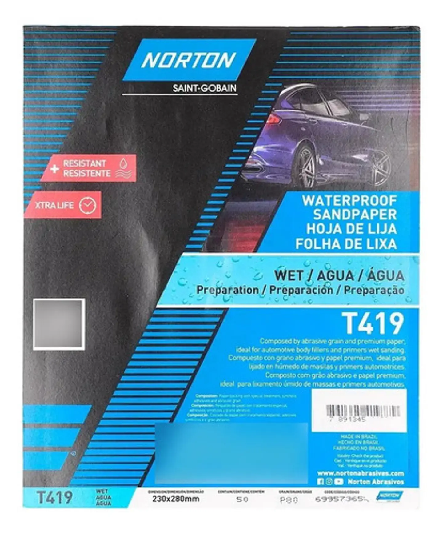 10 Lijas Al Agua Automotriz T-419 230x280 Mm Norton 80 5