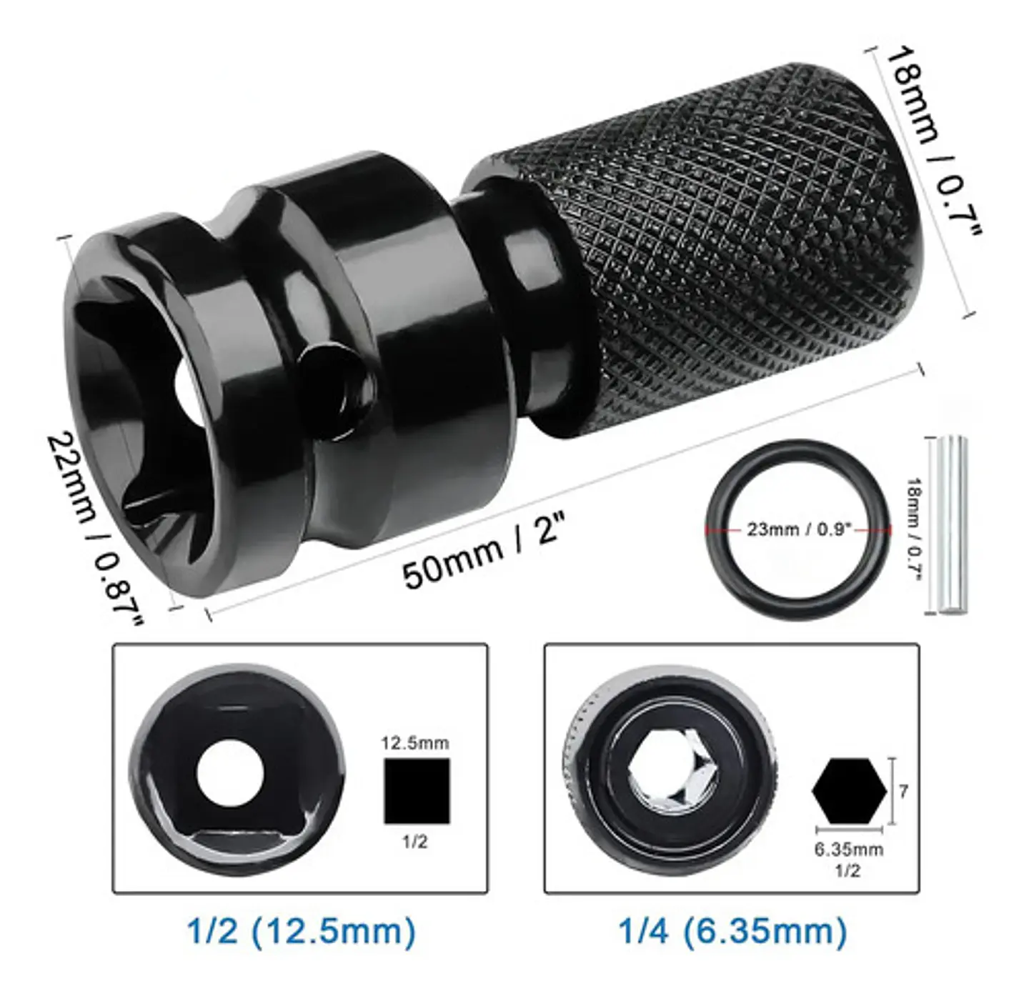 Adaptador De Impacto 1/2 Pulgad A Punta Hexagonal 1/4 Torden 3