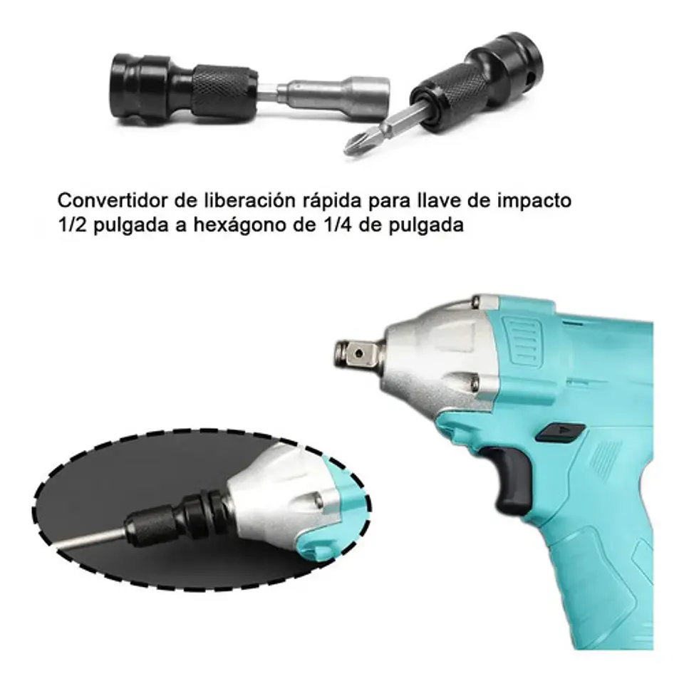 Adaptador De Impacto 1/2 Pulgad A Punta Hexagonal 1/4 Torden 7
