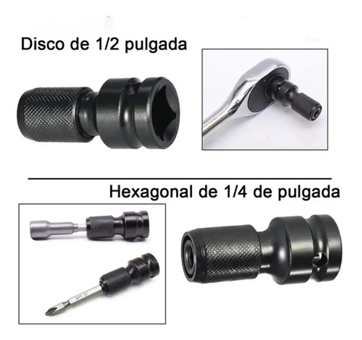 Adaptador De Impacto 1/2 Pulgad A Punta Hexagonal 1/4 Torden 8