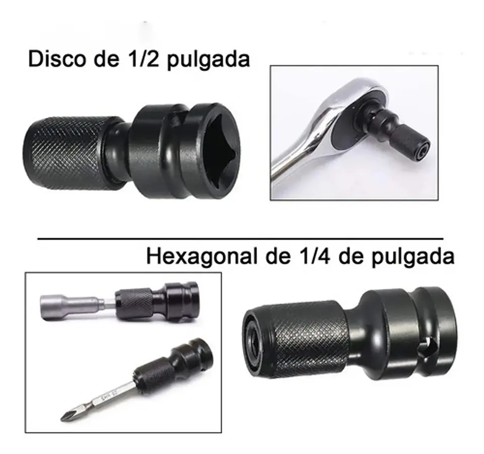 Adaptador De Impacto 1/2 Pulgad A Punta Hexagonal 1/4 Torden 8