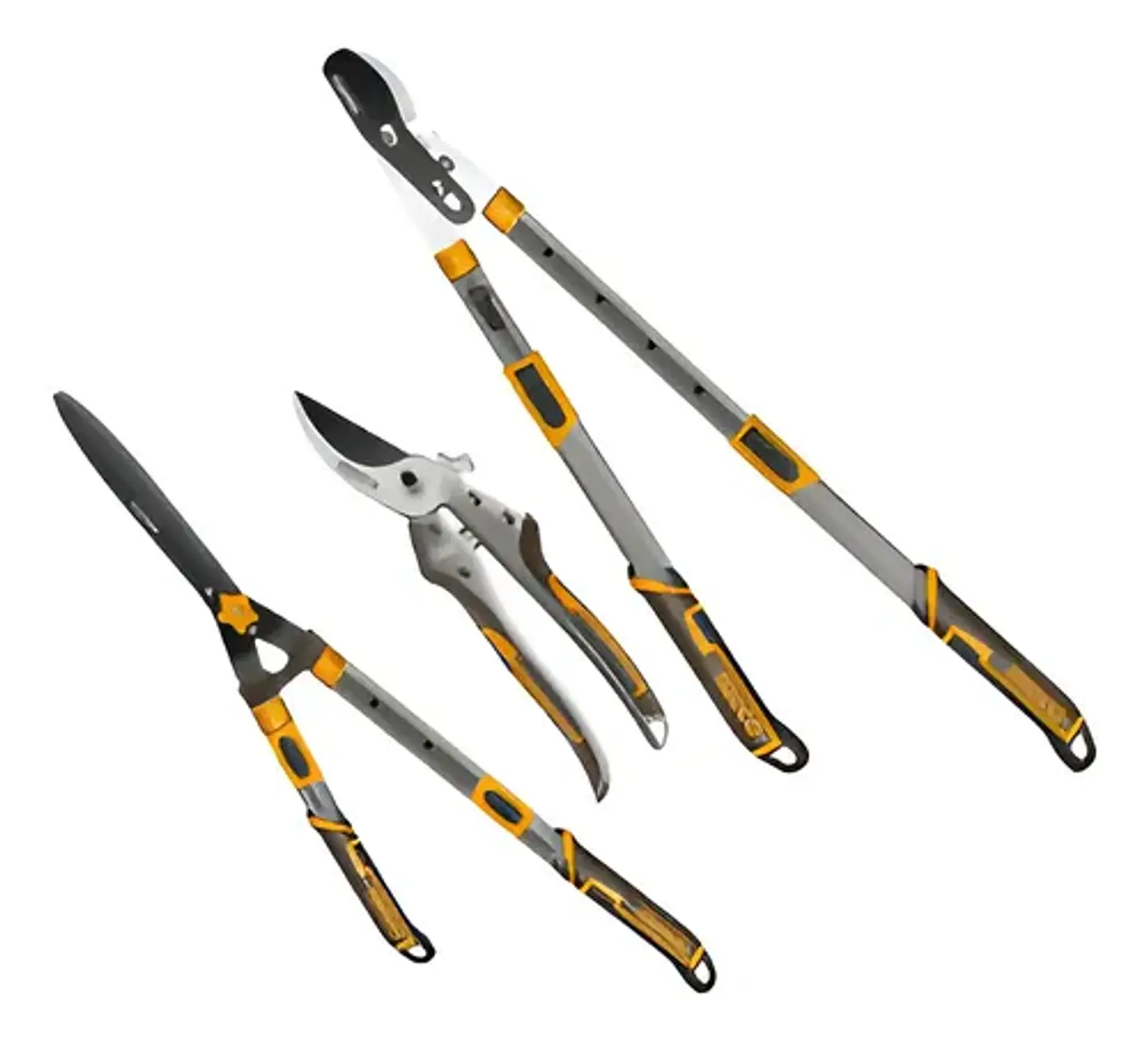 Set Tijeras De Poda Reforzadas Telescopica Jardin Ingco Color Naranja 1