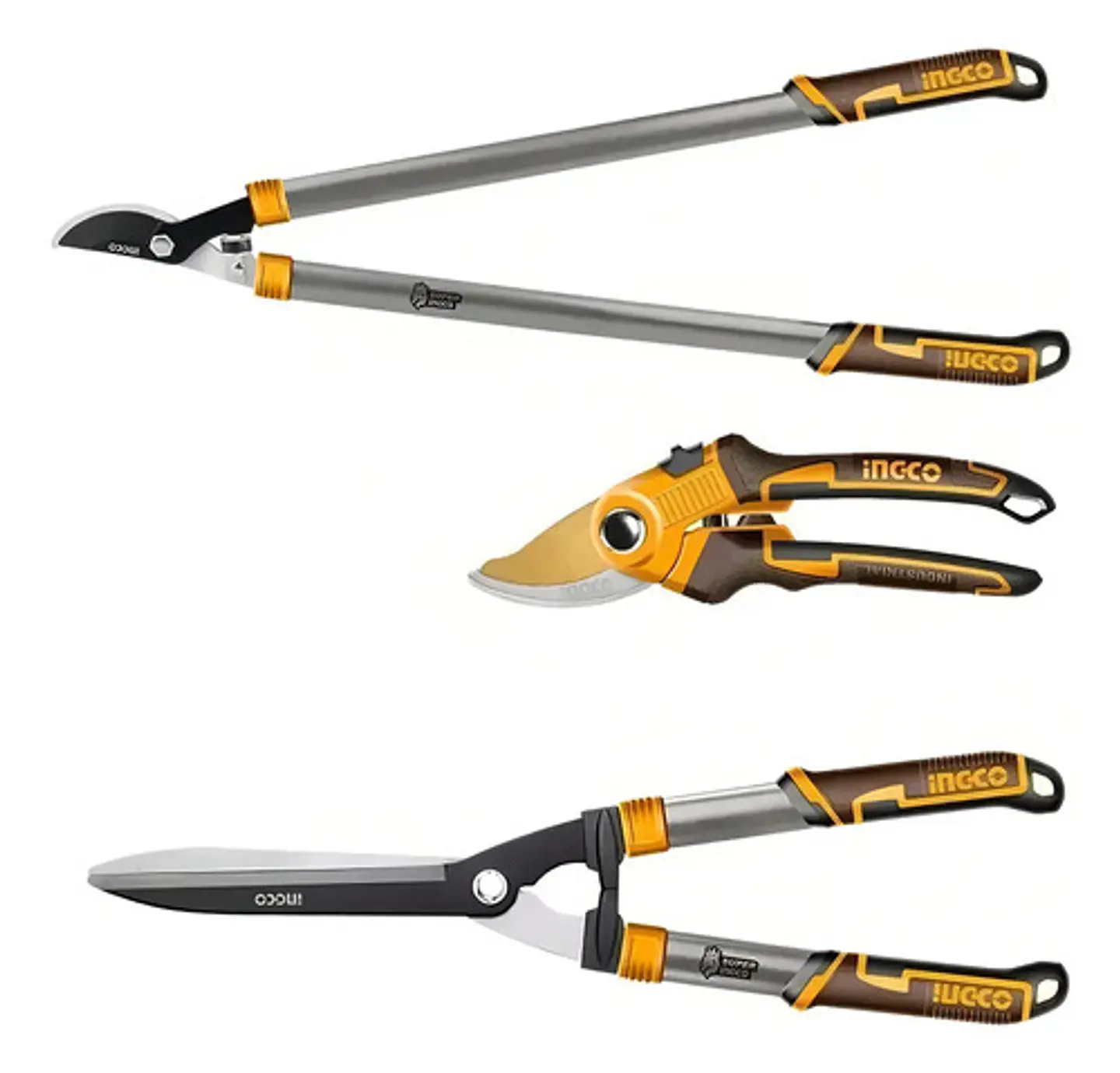 Set Tijeras De Poda Reforzadas Telescopica Jardin Ingco Color Naranja 2