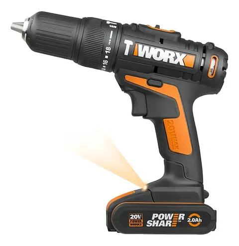 Taladro Percutor Inalámbrico Worx 13 Mm + Bat + Cargador Color Negro Frecuencia 50/60 Hz