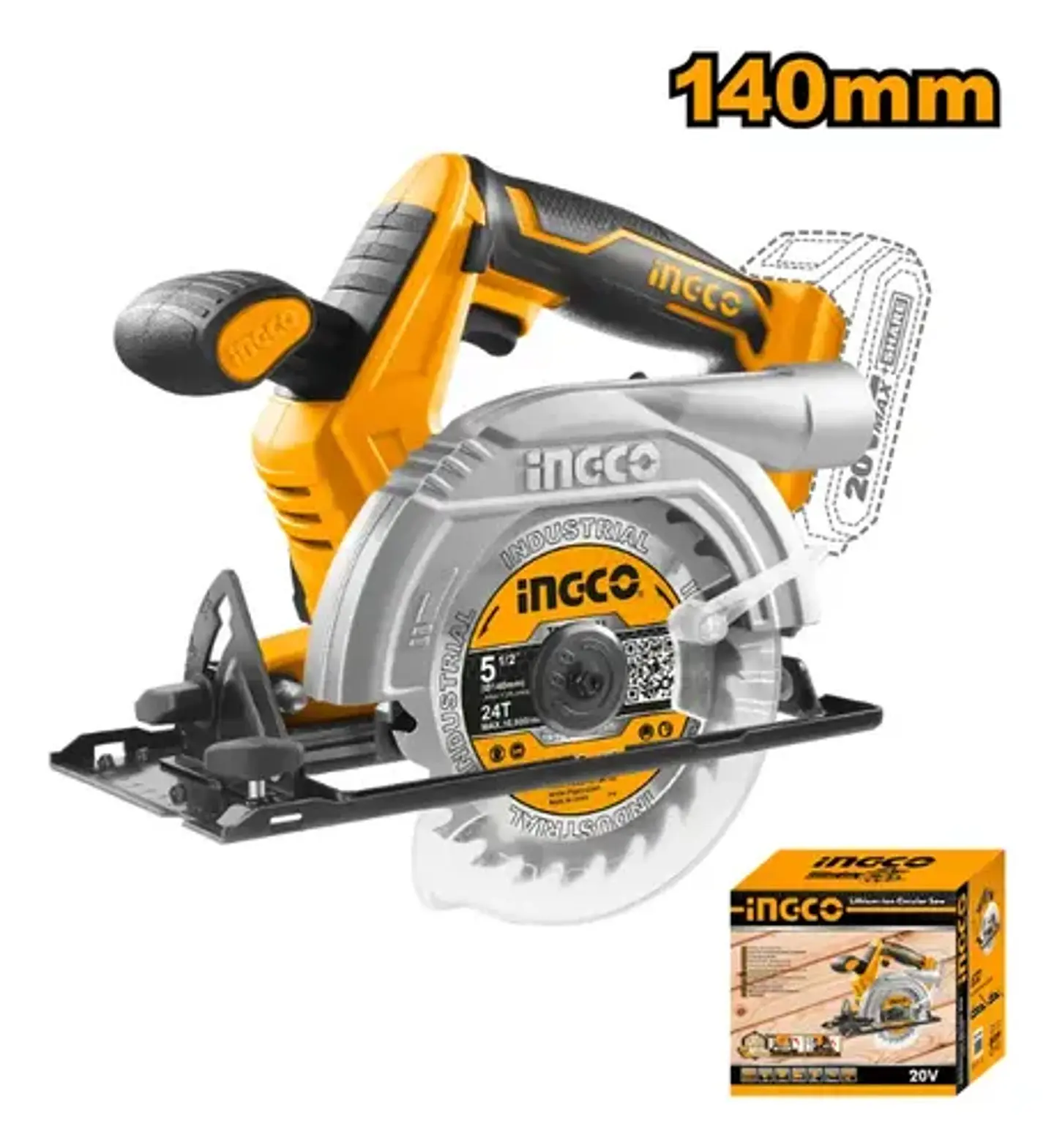 Sierra Circular Inalambrica Ingco 20v 140 Mm Indus Csli1401 2