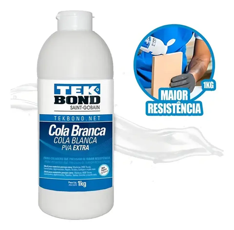 Pegamento Cola Fria Pva Blanco Tekbond 1 Kg Madera Papel Mdf 1