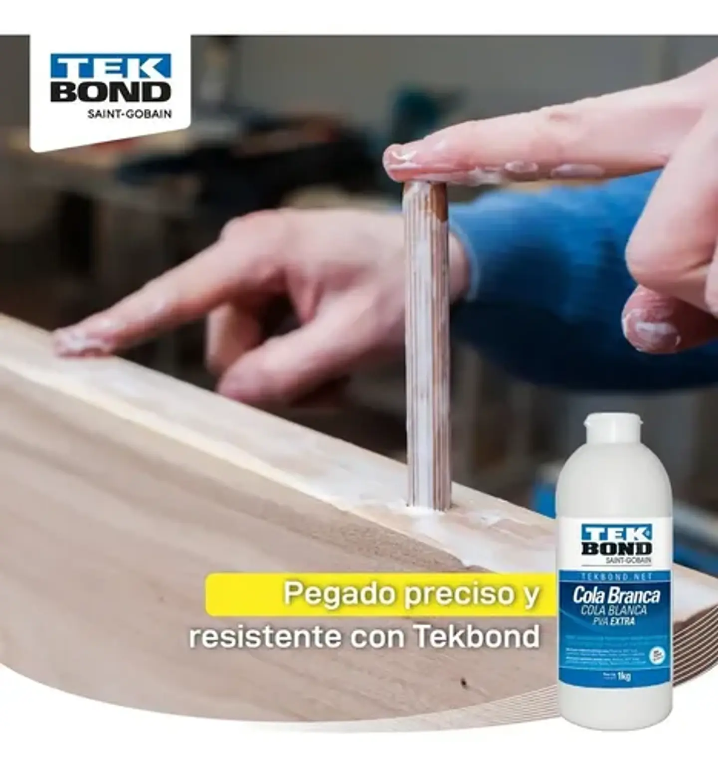 Pegamento Cola Fria Pva Blanco Tekbond 1 Kg Madera Papel Mdf 10