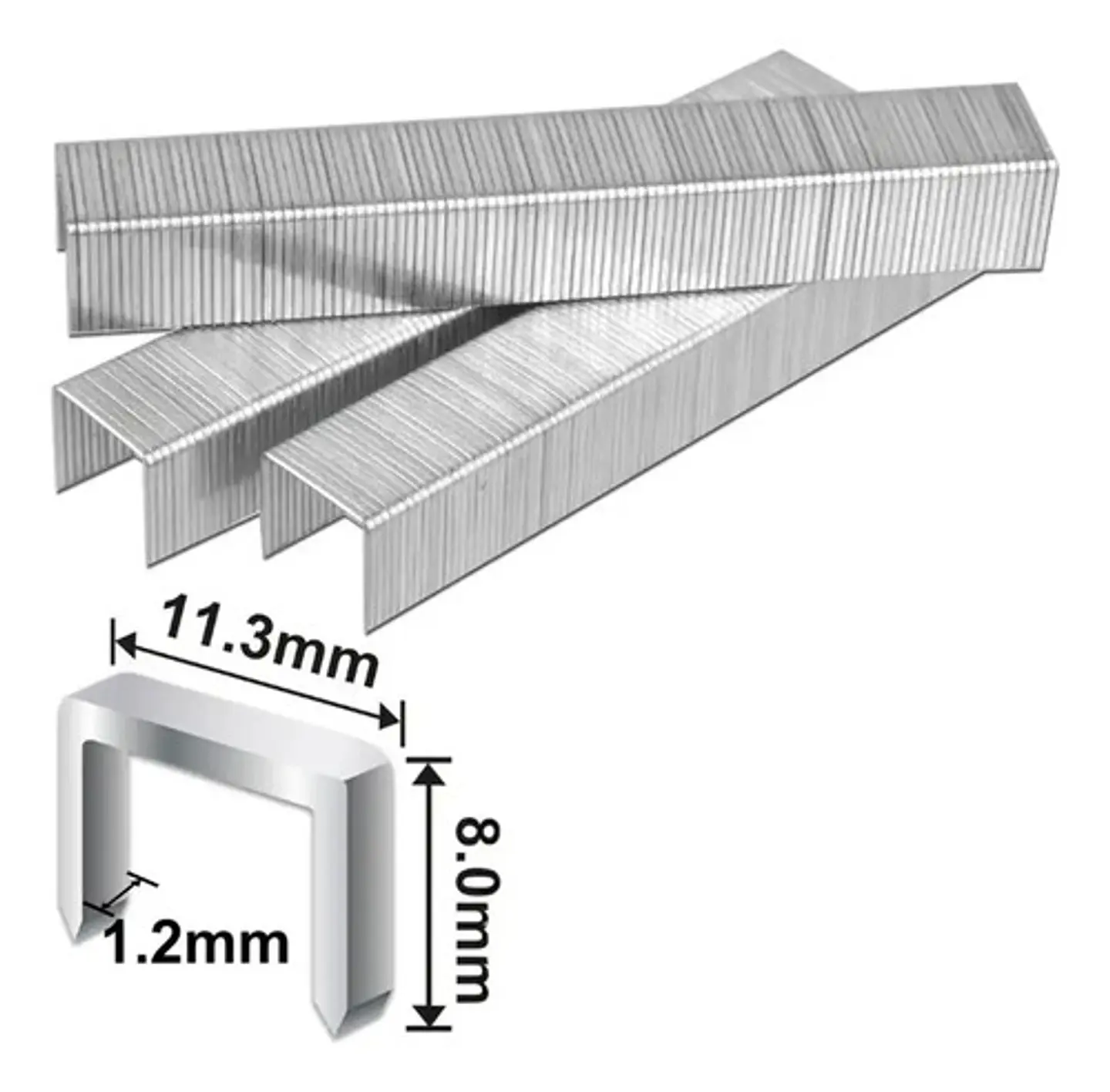 Grapas para grapadora industrial Ingco STS0208 8x1.2mm 1000 packs x 1000 unidades color plateado 2