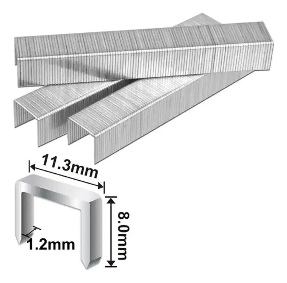 Grapas para grapadora industrial Ingco STS0208 8x1.2mm 1000 packs x 1000 unidades color plateado 2