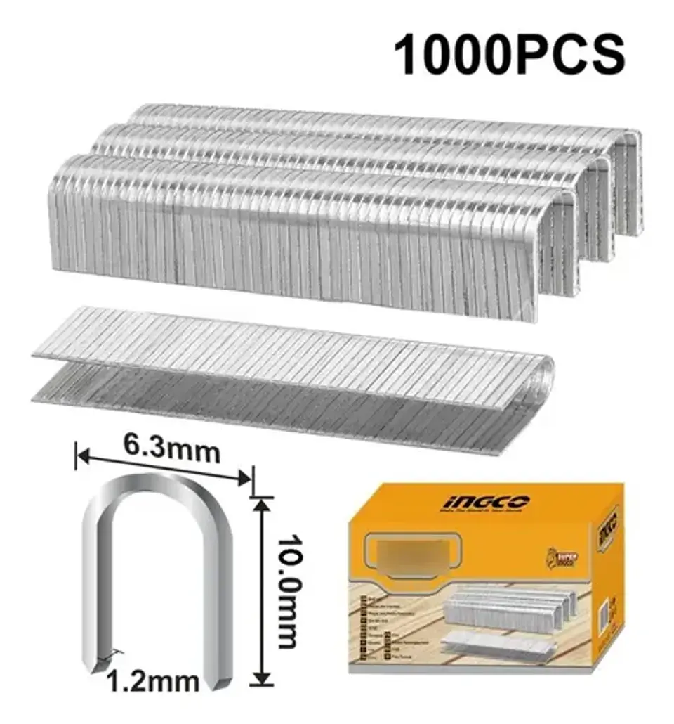 Grampas U P/ Engrampadora 10mm X 1000 Pcs Ingco Sts0412 Color Plateado 5