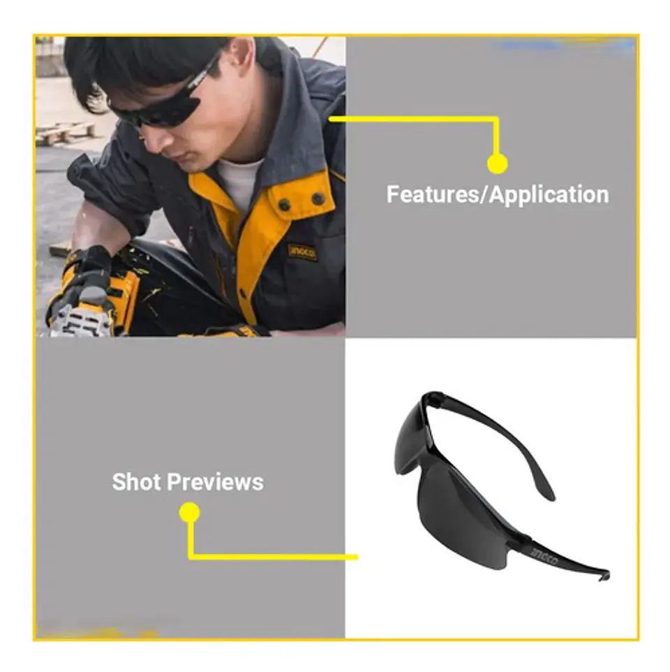 Lentes Gafas Antiparras Oscuras De Seguridad Ingco Hsg07 Cristal N/a 7
