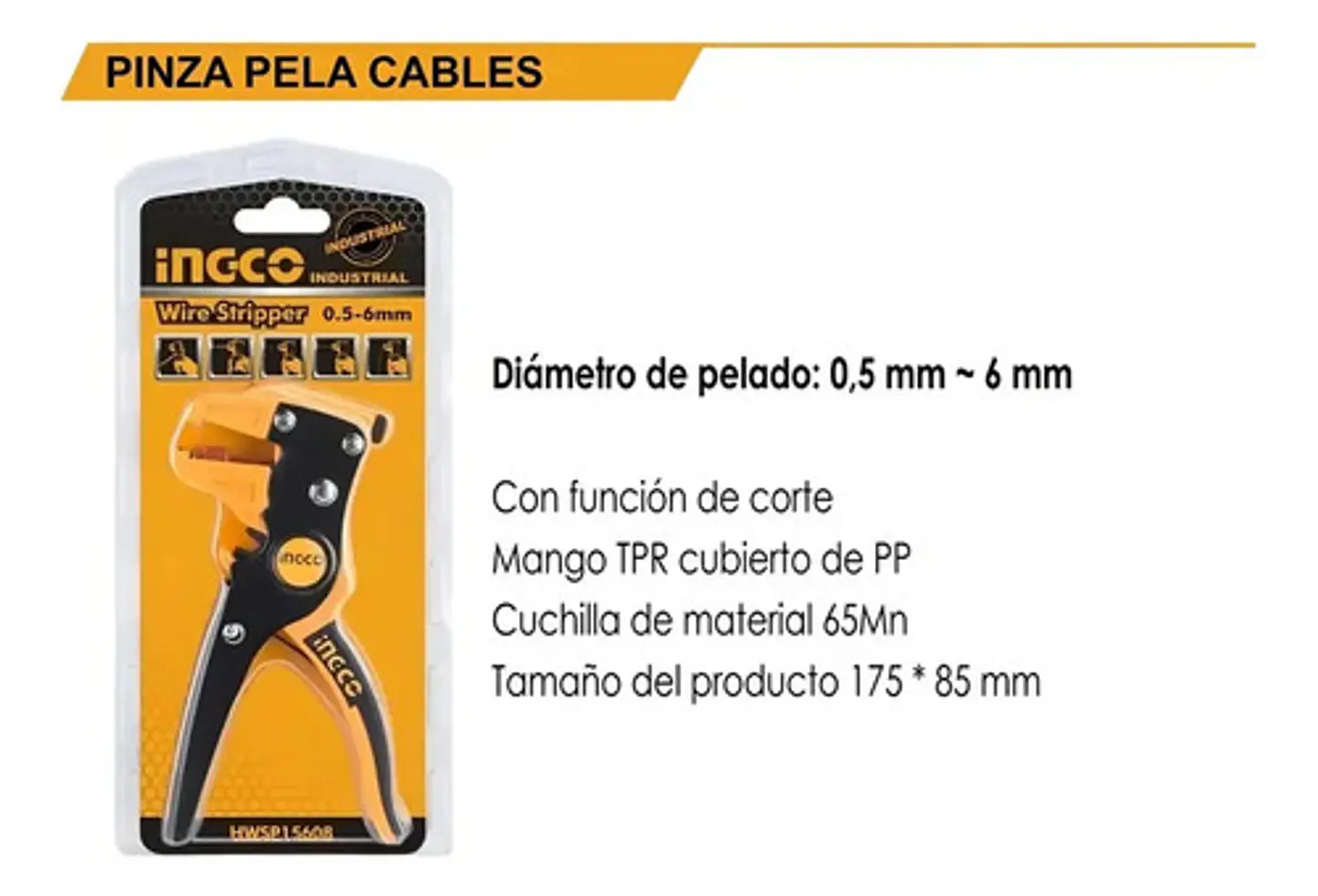 Alicate Pela Cable Industrial 160 Mm / 6 Pul Ingco Hwsp15608 8