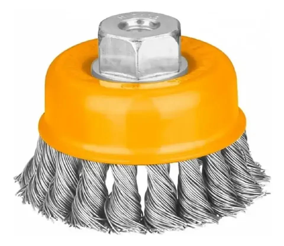 Grata Copa De Metal Trenzado 100mm/4puLG Ingco Wb21001 Color Amarillo 3