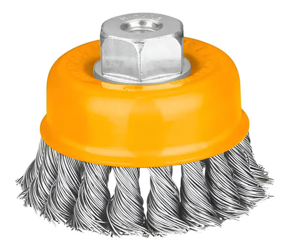 Grata Copa De Metal Trenzado 100mm/4puLG Ingco Wb21001 Color Amarillo 5