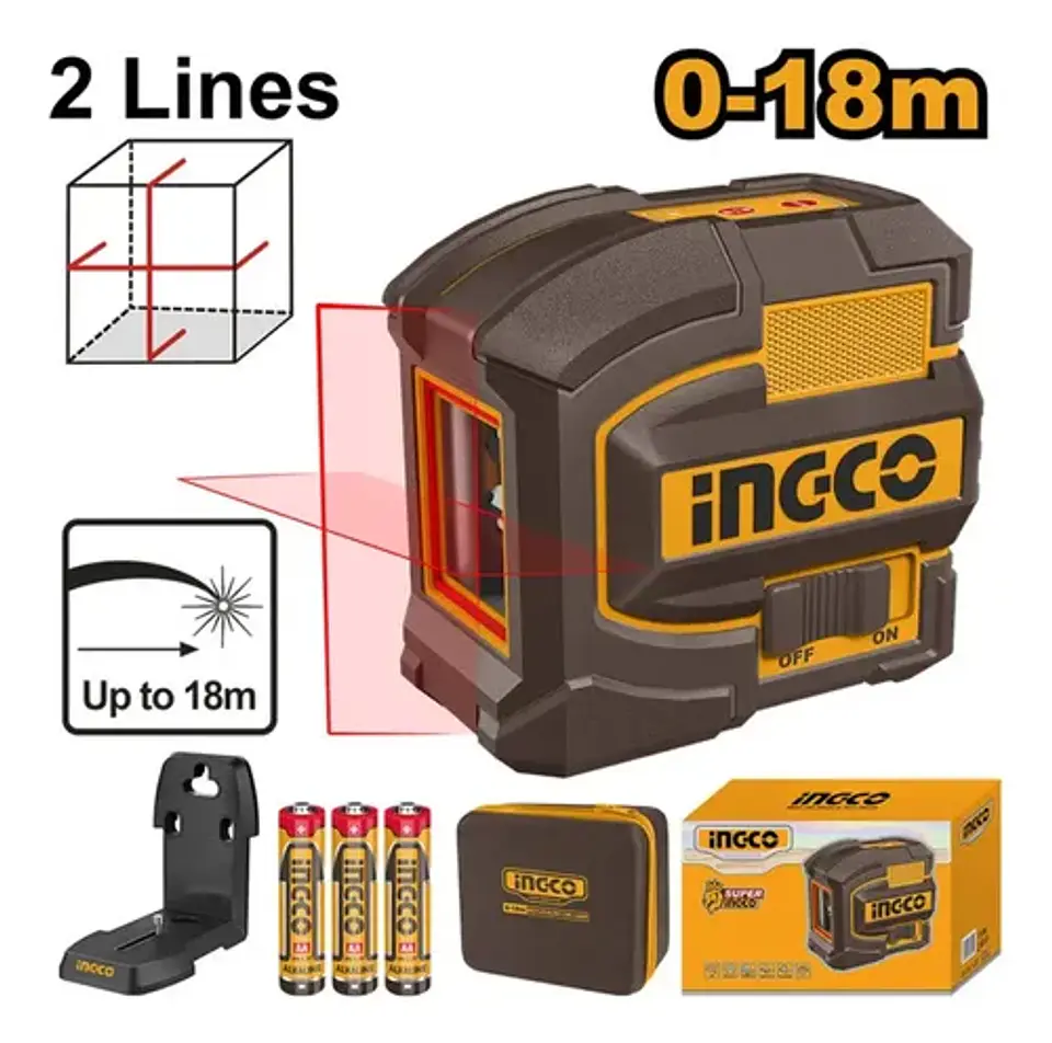 Nivel Laser Tipo Cruz 18 Metros Ingco Línea Roja Hll156503 5