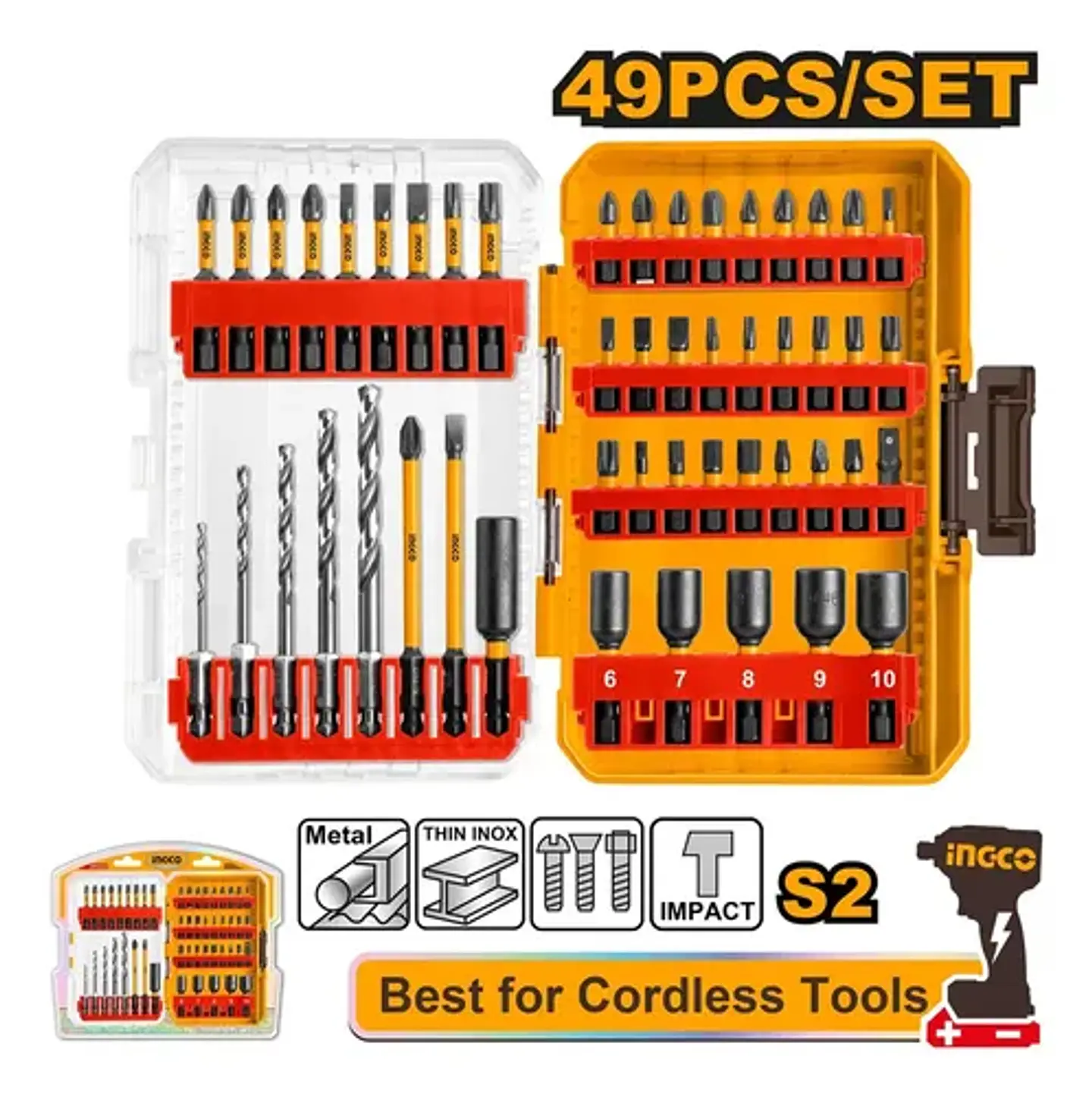 Set Puntas Mechas Para Atornillador De Impacto 49 Pz Ingco 2