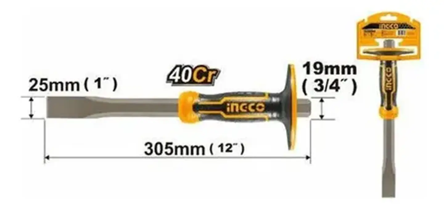 Cincel Plano Hormigon Cemento Concreto 25x19x305 Mm Ingco 4