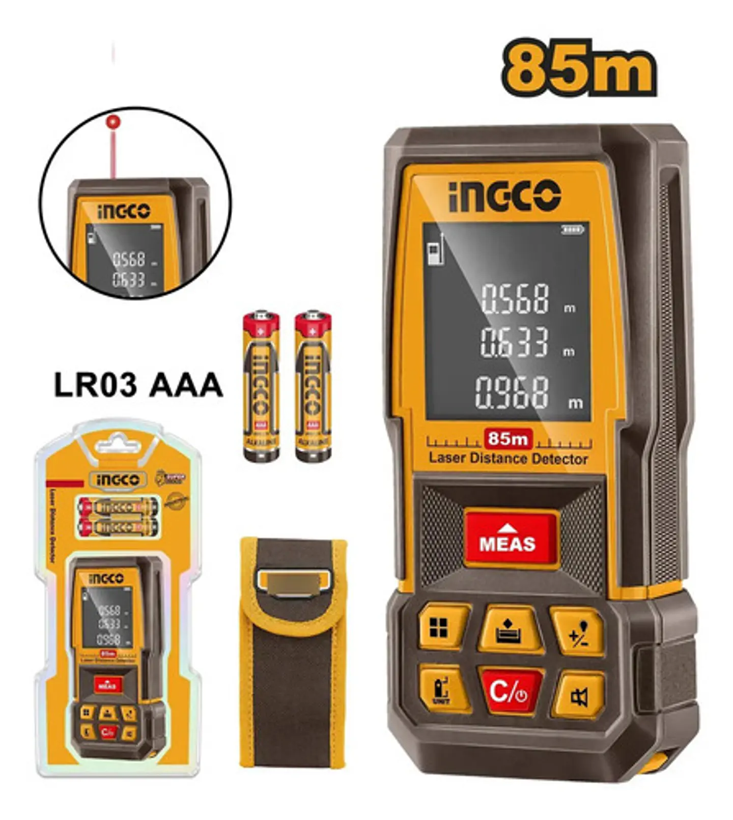 Medidor De Distancia Laser Industrial 85m Ingco Hldd07085 2