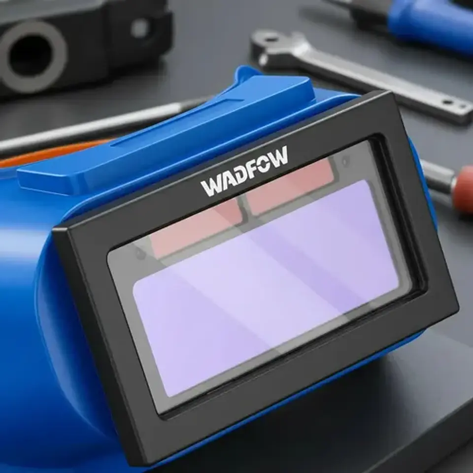 Máscara Para Soldar Fotosensible Wadfow Wwa2800 Azul, Con 2 Sensores Lisa 5