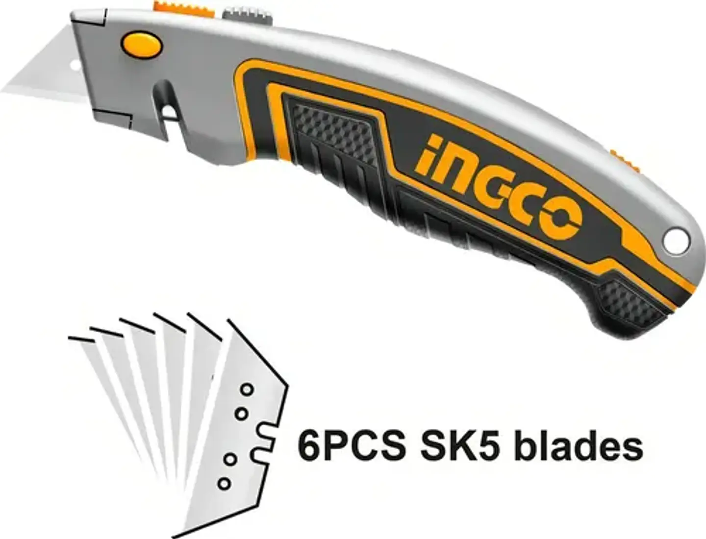 Cuchillo Cartonero Retráctil Ingco + 6 Repuestos Sk5 2