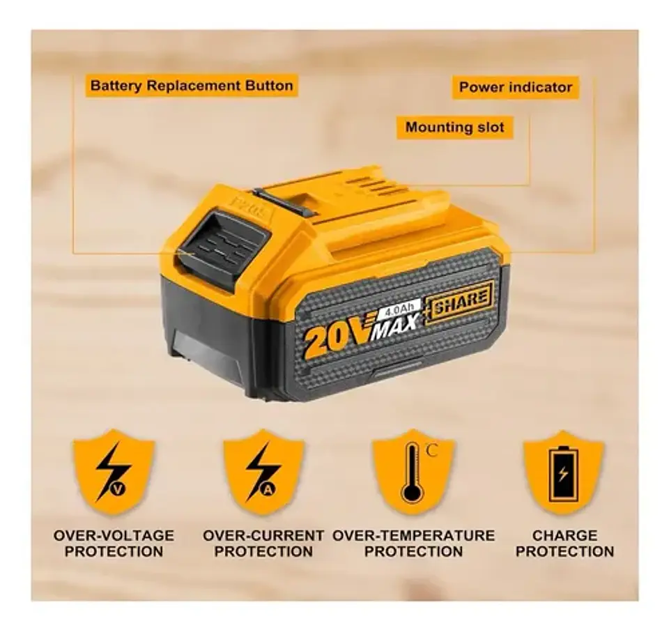 Batería De Litio 20v 4ah Para Herramientas Ingco P20s 4
