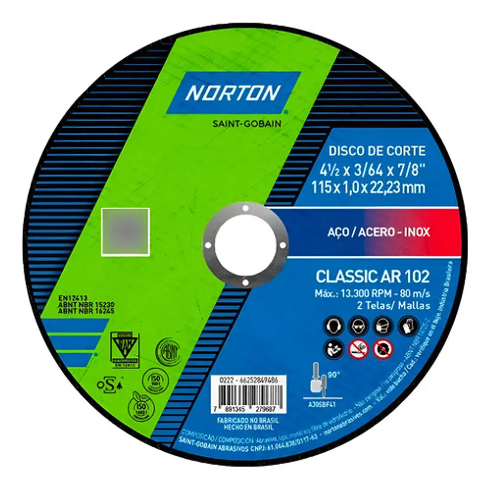 Disco De Corto Fino Norton 4-1/2 Classic Ar 102 Acero - Inox 1
