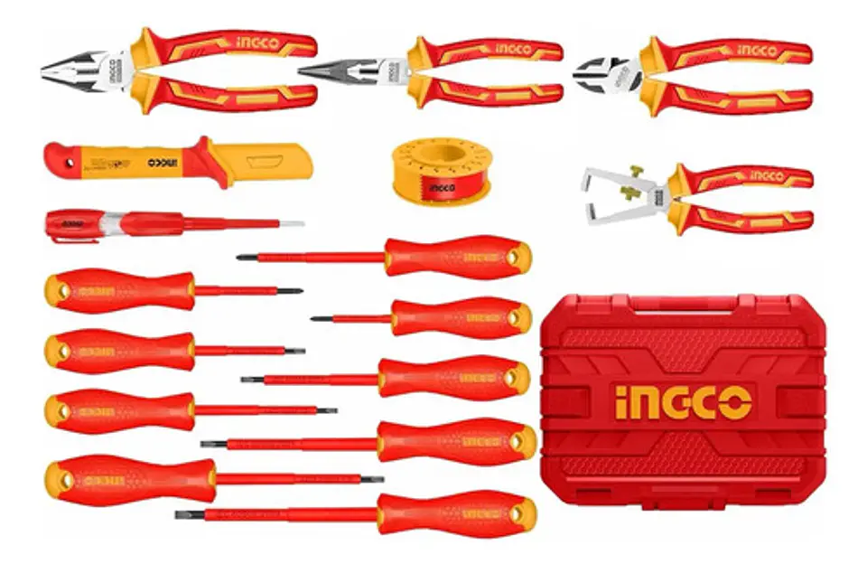 Set Herramientas Manuales Aisladas Dieléctricos 16 Piezas Hkith1601 Ingco Color Rojo 2