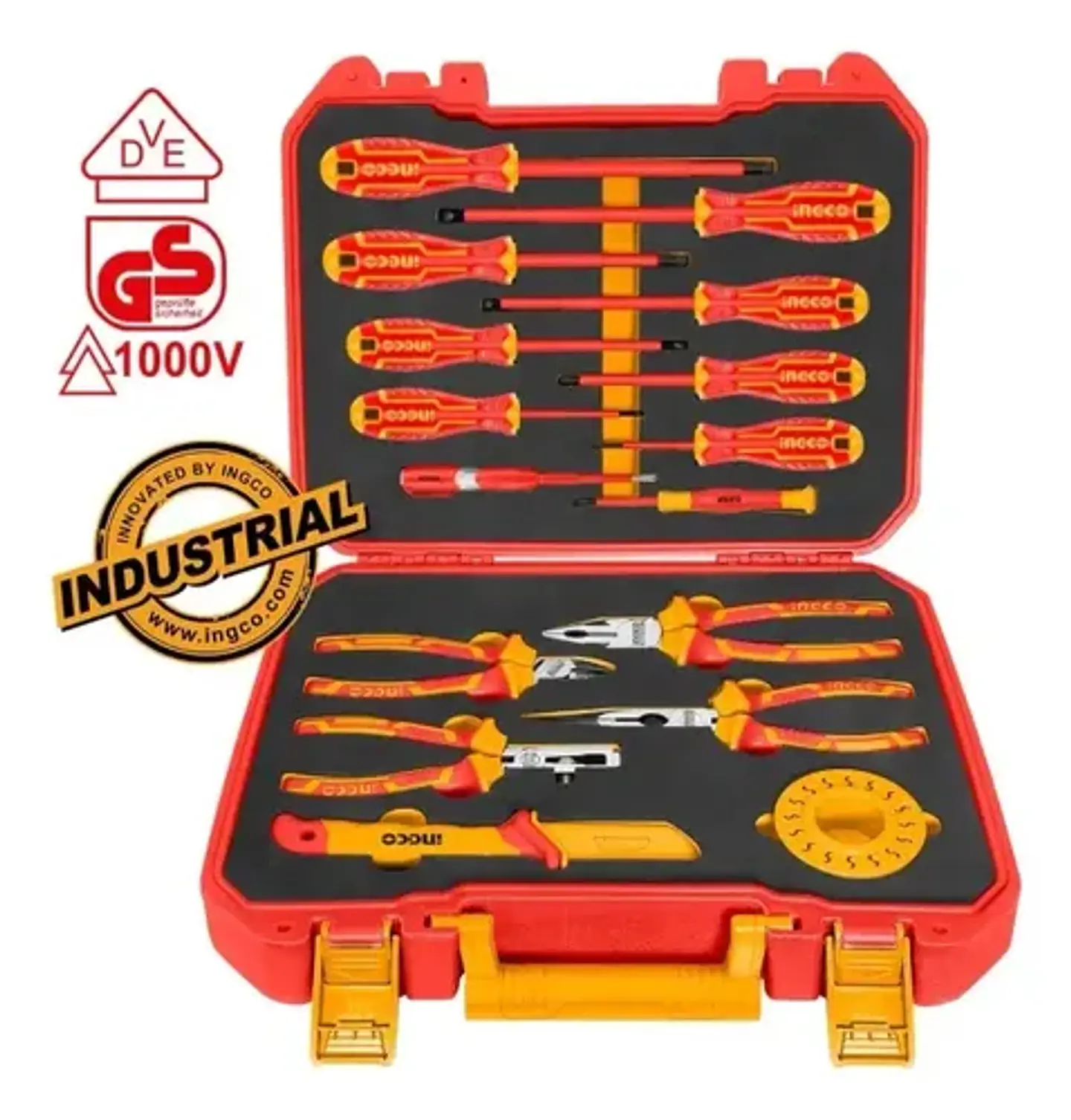 Set Herramientas Manuales Aisladas Dieléctricos 16 Piezas Hkith1601 Ingco Color Rojo 3