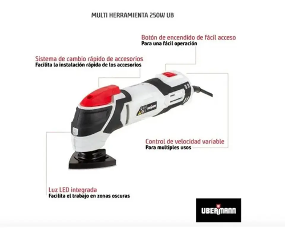 Herramienta Multifuncional Eléctrica Ubermann 250 W + 10 Pzs 7