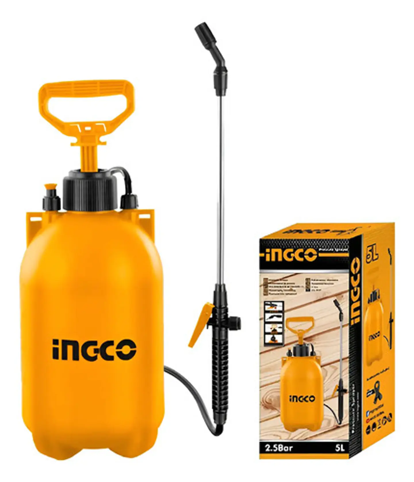 Rociador Pulverizador Fumigador Manual A Presion 5 Lts Ingco Amarillo 1