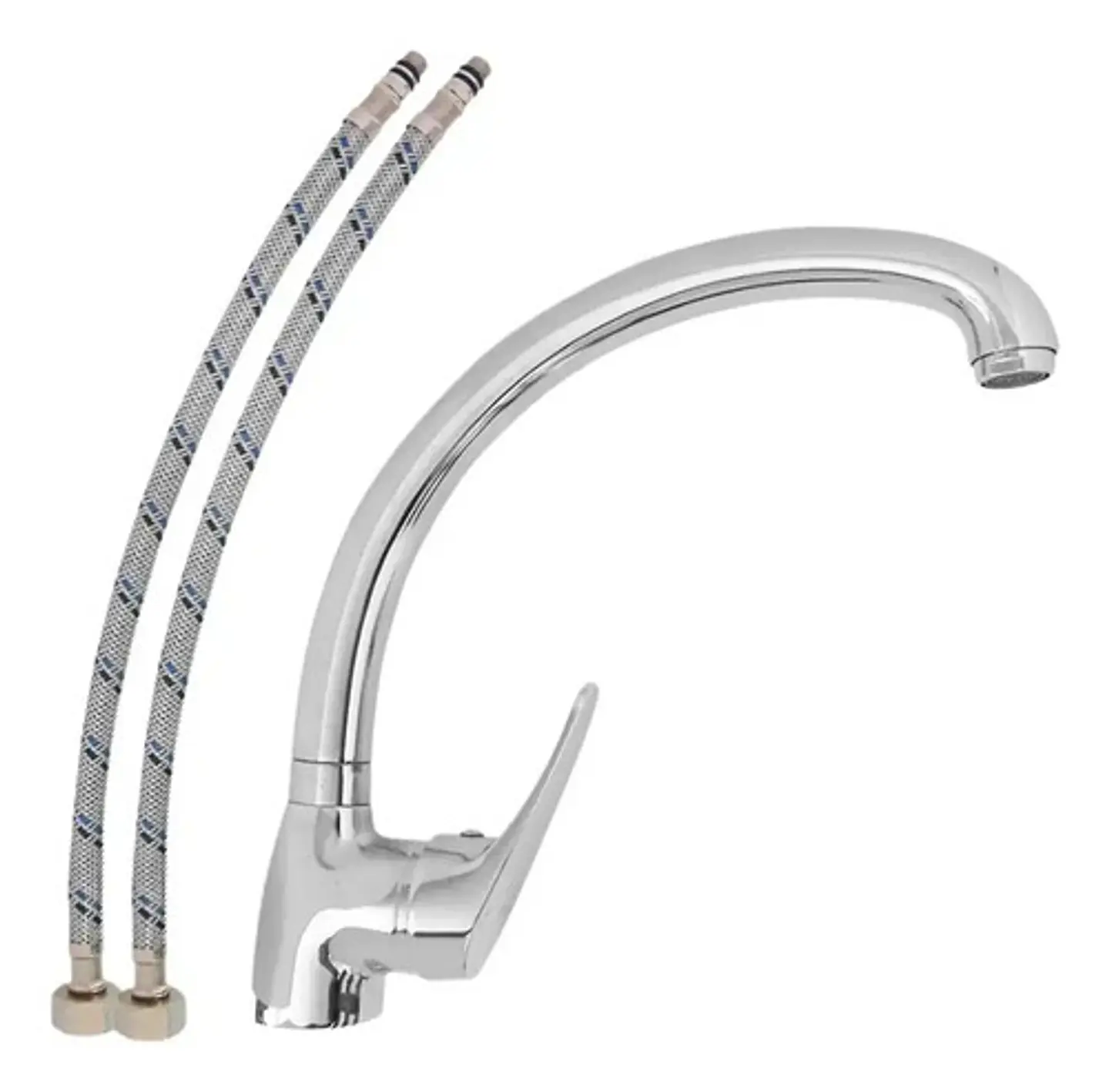 Llave Monomando Lavaplatos Vertical Domenica Color Plateado Brillante 4