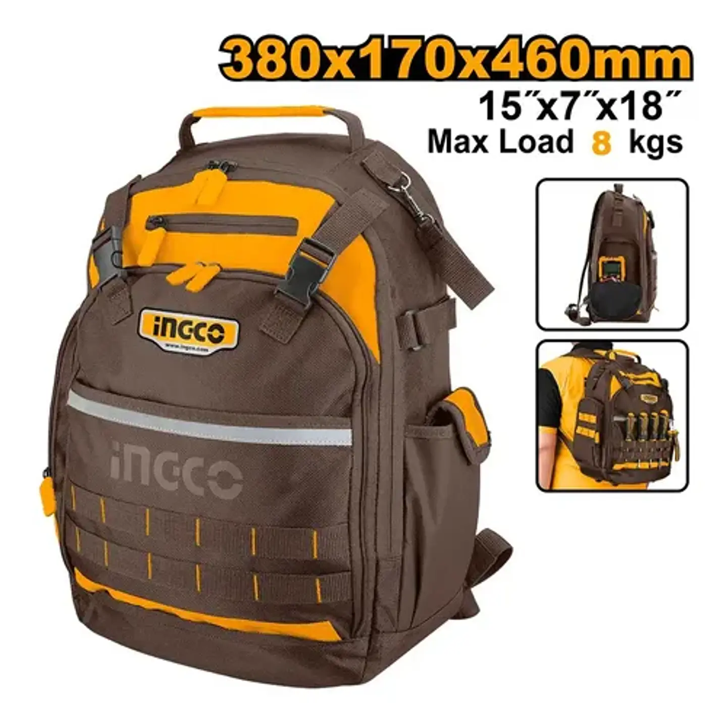 Mochila Porta Herramienta Industrial Ingco 46x38x17 Hbp01028 8
