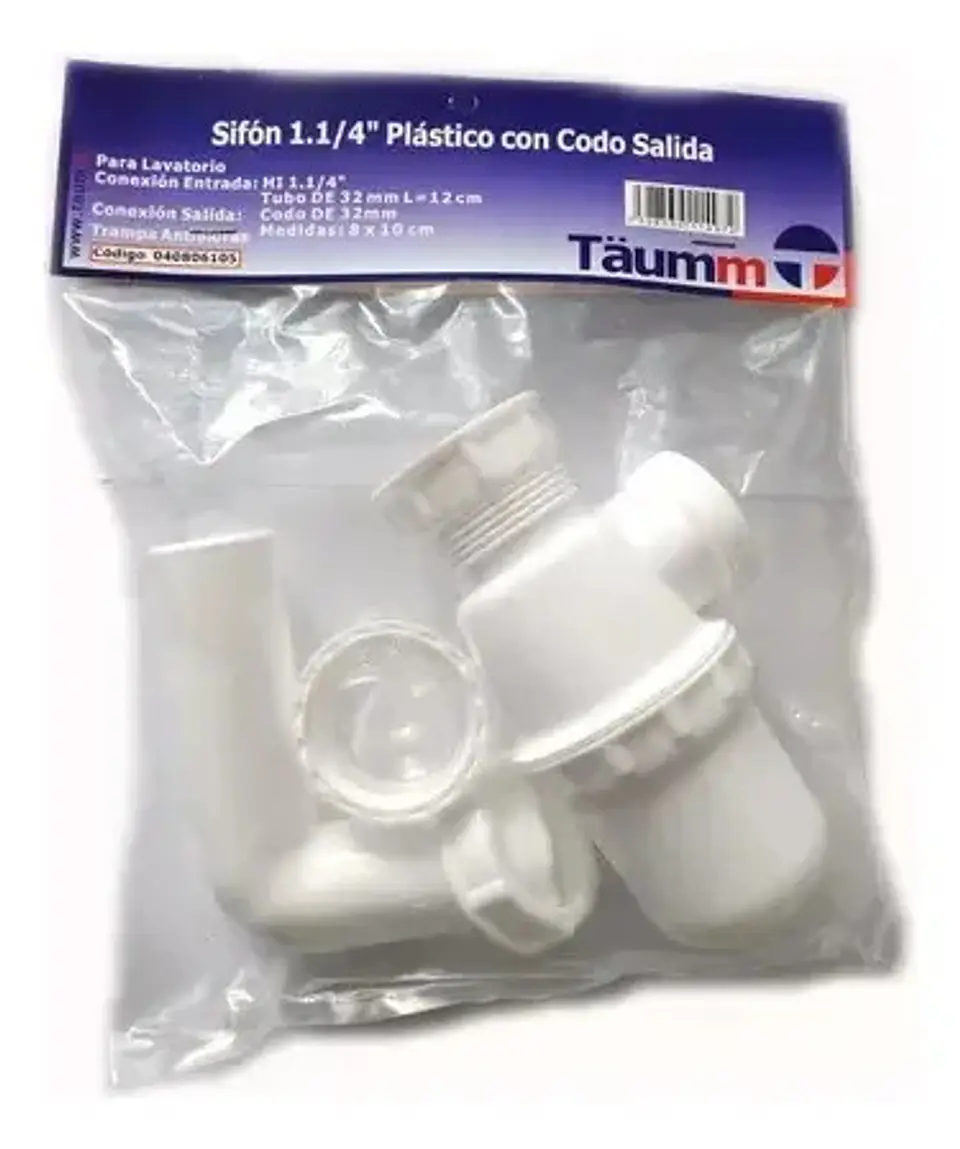 Sifon 1.1/4 Plastico Con Codo Salida Taumm 5
