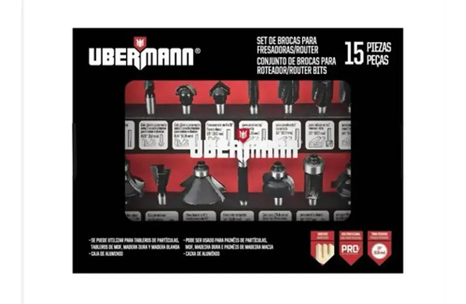 Set De 15 Fresas 1/4 Ubermann Para Fresadora / Router 1