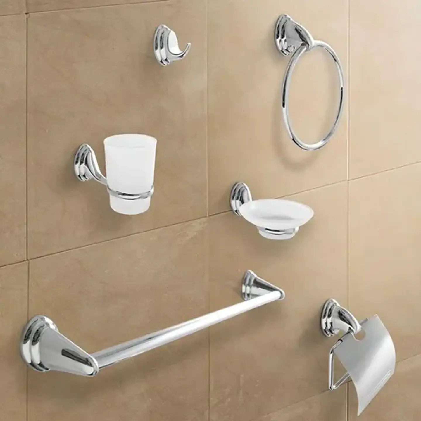 Set Accesorios Baño 6 Piezas Colomba Plateado 4
