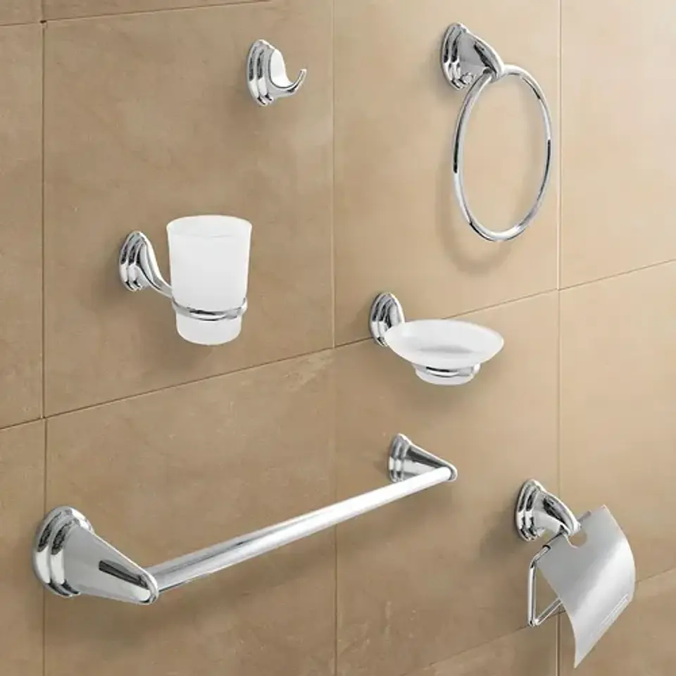 Set Accesorios Baño 6 Piezas Colomba Plateado 4