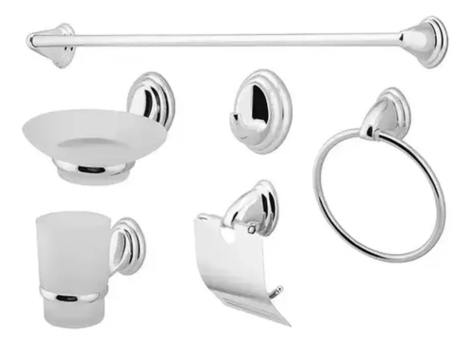 Set Accesorios Baño 6 Piezas Colomba Plateado 5
