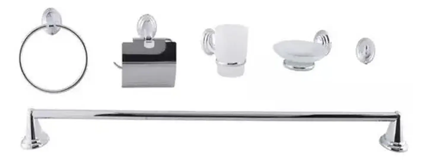 Set Accesorios Baño 6 Piezas Colomba Plateado 6