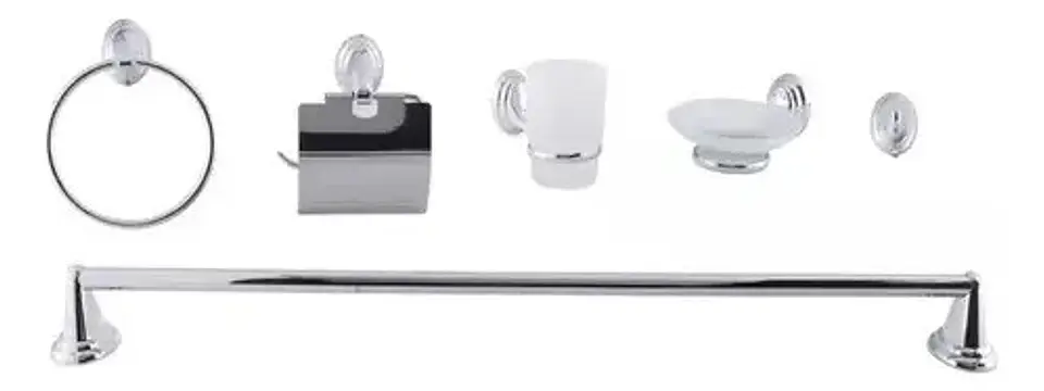 Set Accesorios Baño 6 Piezas Colomba Plateado 6