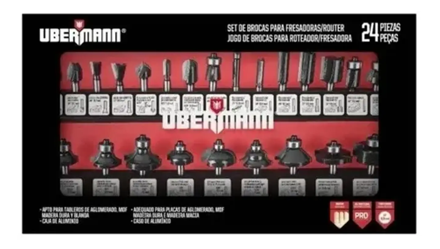 Set De 24 Fresas 1/4 (6.35) Ubermann Para Fresadora / Router 2