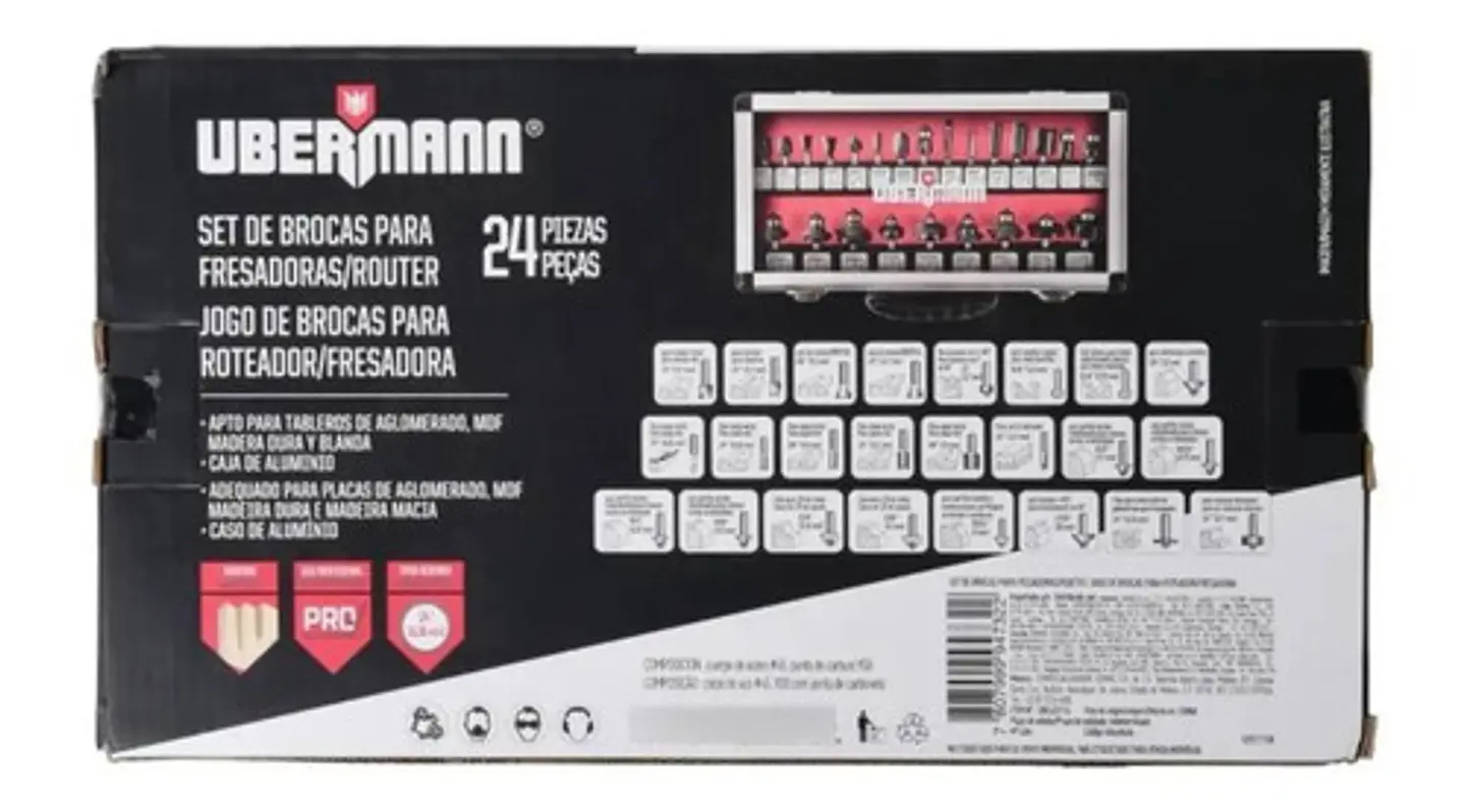 Set De 24 Fresas 1/4 (6.35) Ubermann Para Fresadora / Router 3
