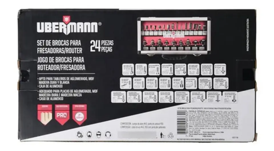 Set De 24 Fresas 1/4 (6.35) Ubermann Para Fresadora / Router 3