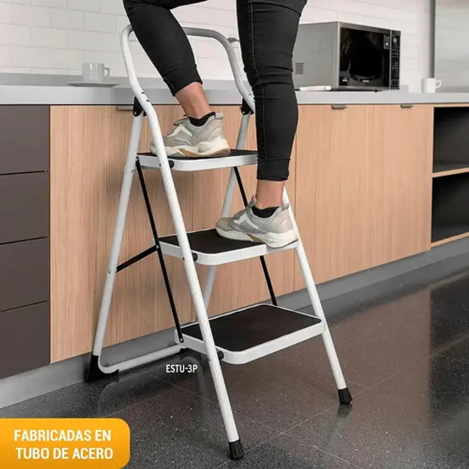 Escalera De Tijera Metalica 3 Peldaños Mirlo 903 Plegable 5