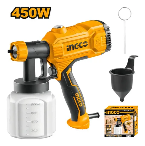Pistola De Pintar Electrica Industrial 450w Ingco Spg3508 Amarillo Naranja/negro