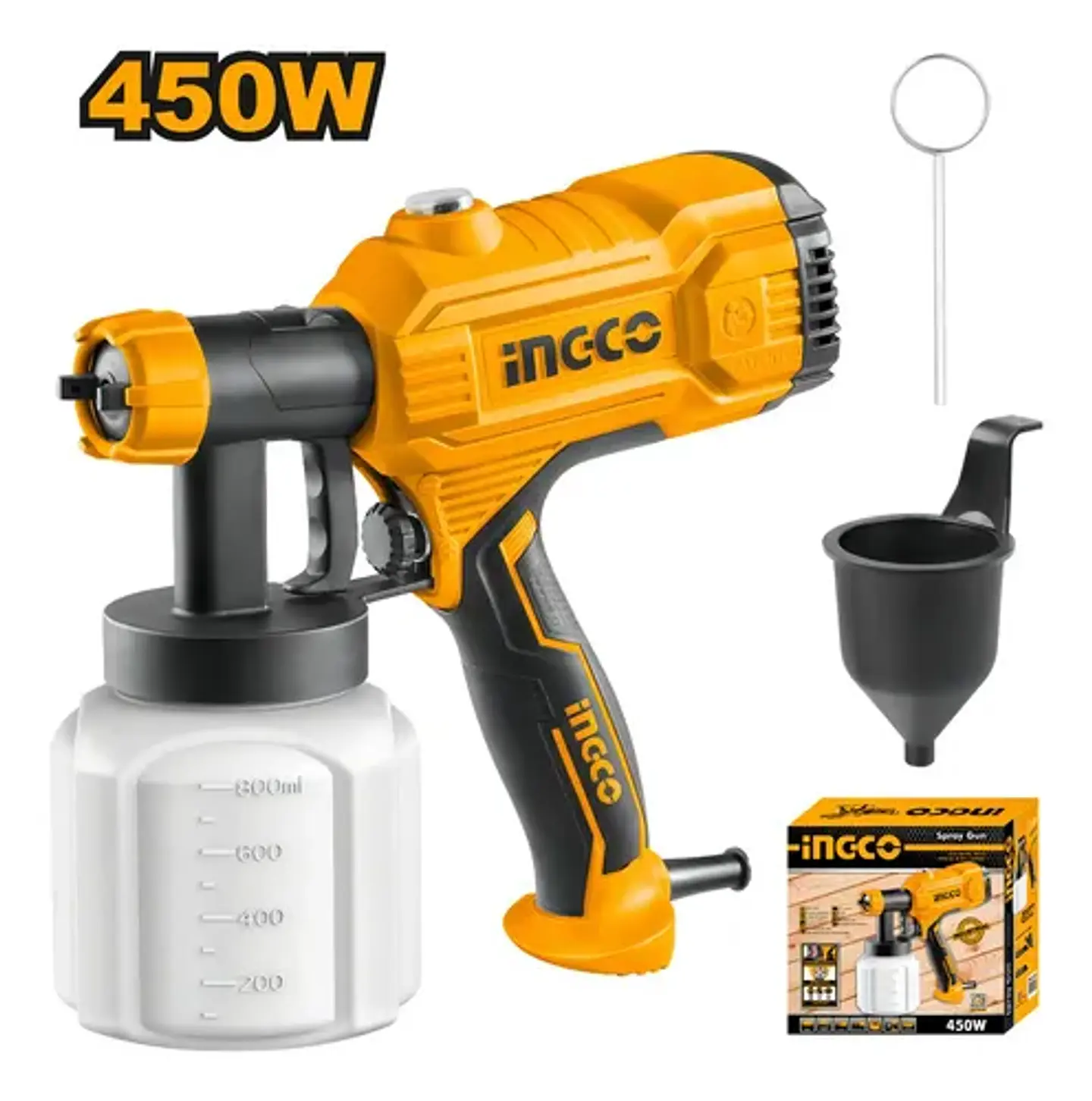 Pistola De Pintar Electrica Industrial 450w Ingco Spg3508 Amarillo Naranja/negro 1
