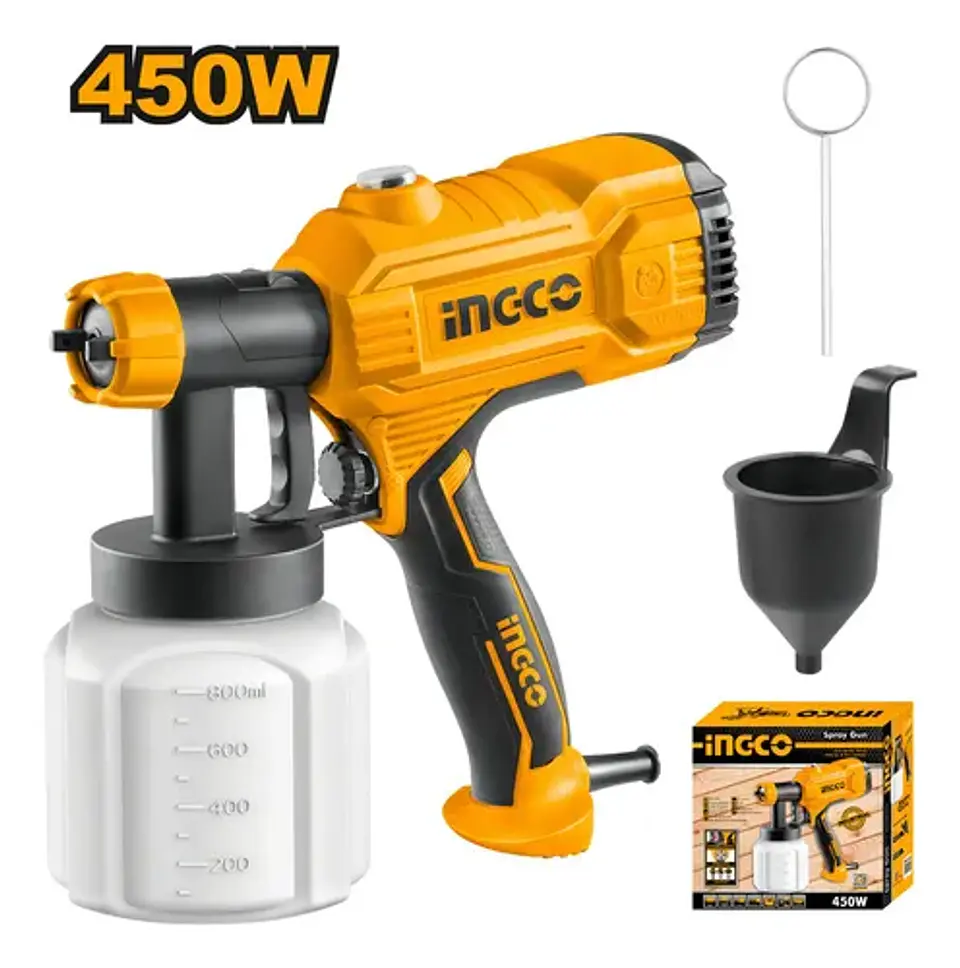 Pistola De Pintar Electrica Industrial 450w Ingco Spg3508 Amarillo Naranja/negro 1
