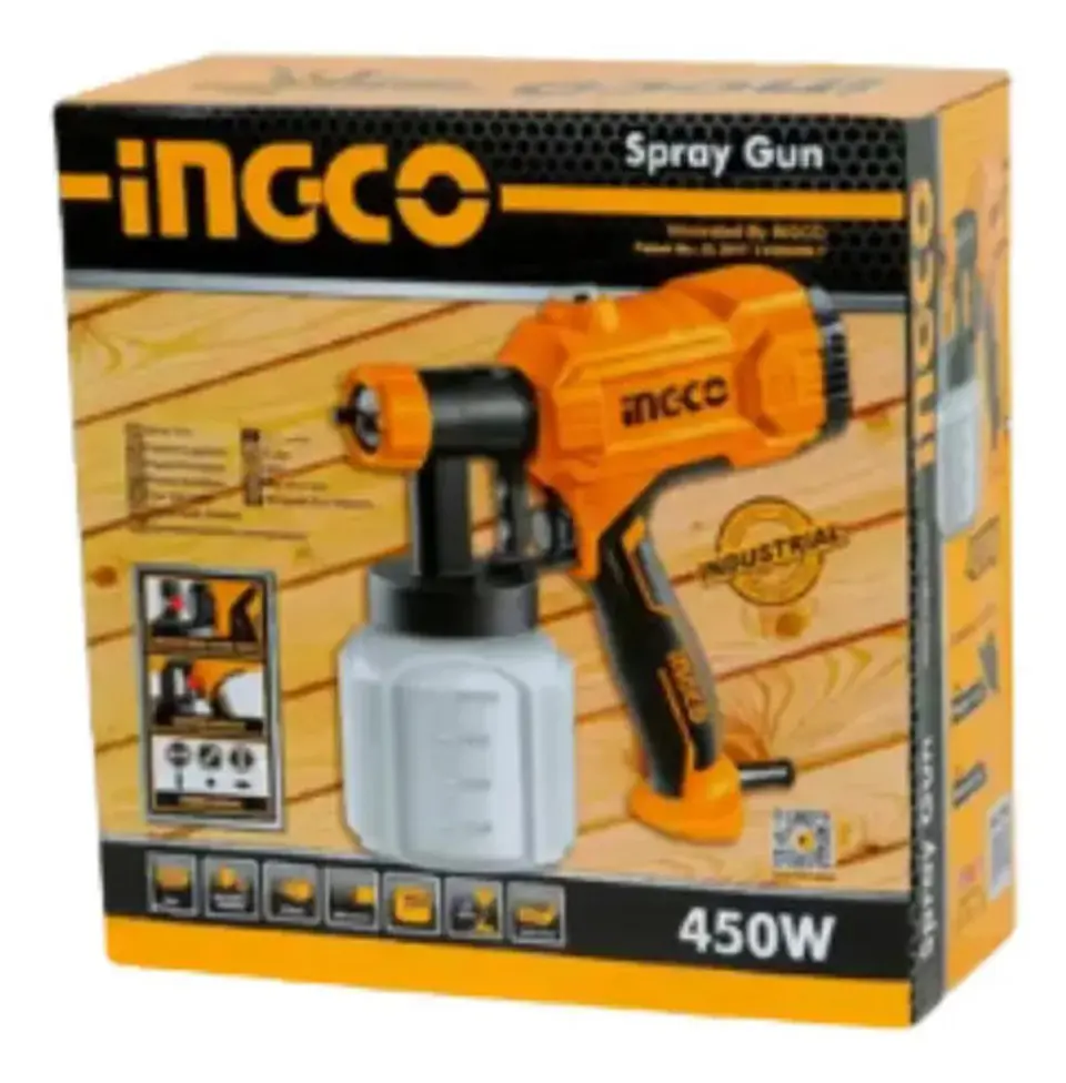 Pistola De Pintar Electrica Industrial 450w Ingco Spg3508 Amarillo Naranja/negro 4