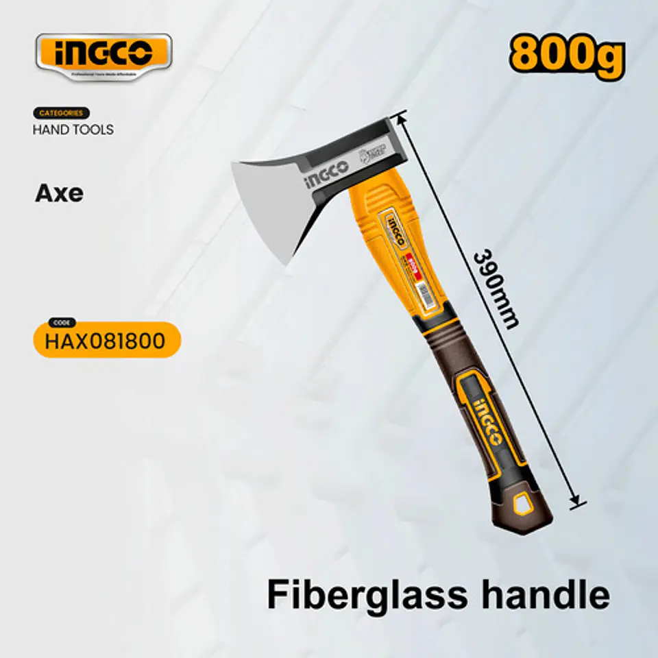 Hacha De Mano Mango Fibra De Vidrio 800grs Ingco Hax081800 5