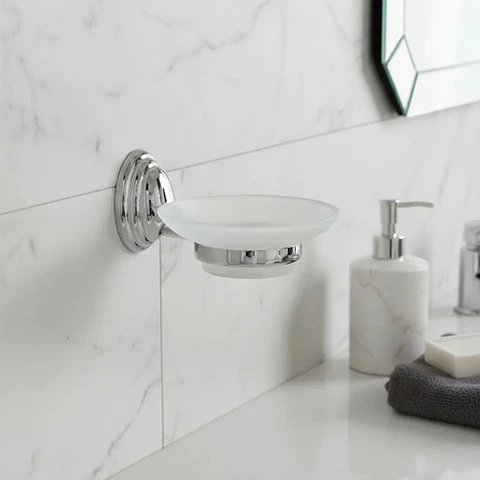 Jabonera De Vidrio Linea Colomba Taumm Baño Color Gris