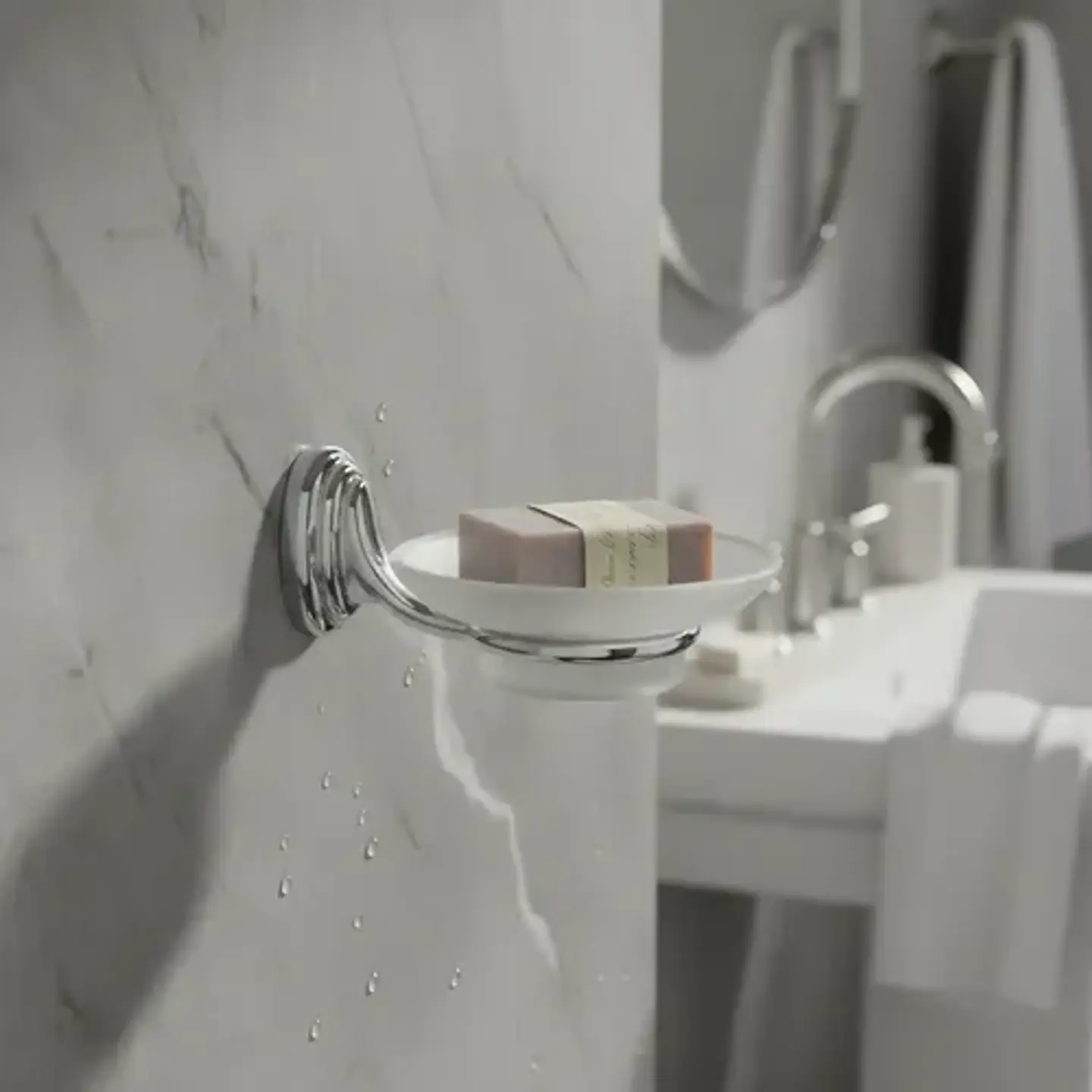 Jabonera De Vidrio Linea Colomba Taumm Baño Color Gris 4